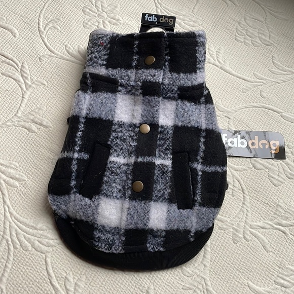 NWT Fab Dog Plaid Boucle Dog Jacket- Black & White - Picture 2 of 7